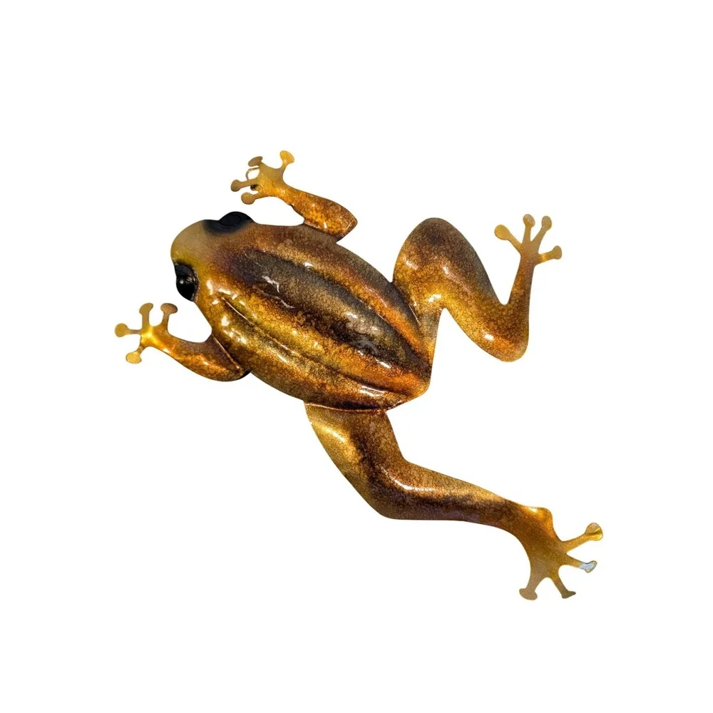 Metal Frog Wall Art Sculpture Brown Gold Indoor Outdoor Garden Decor Hanging